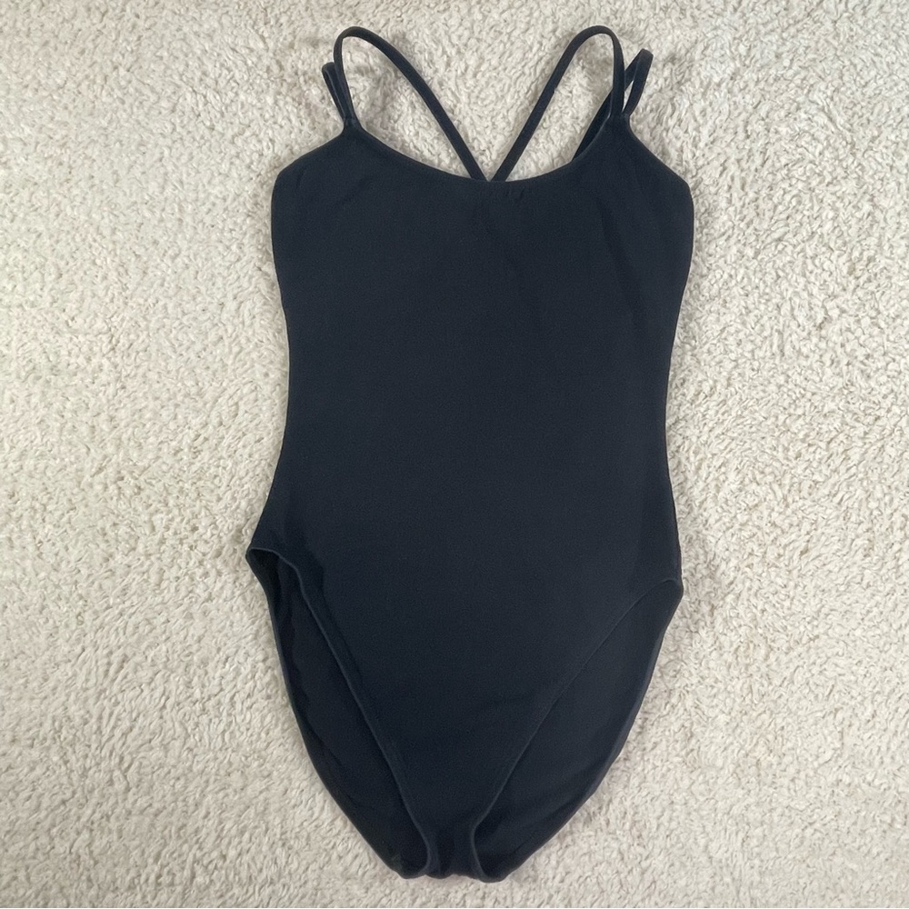 Capezio Black Double Strap Camisole Leotard Ballet Dance | Kids Large